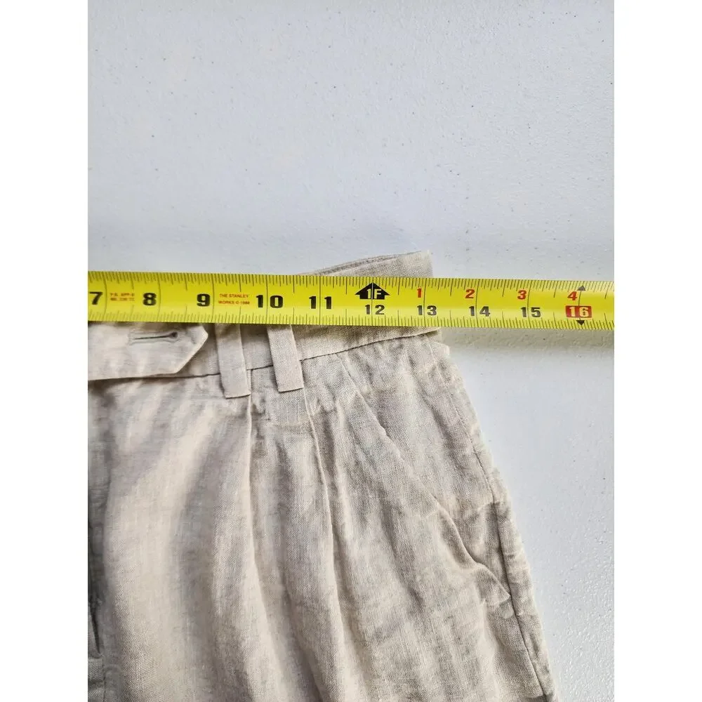 & Other Stories Shorts Womens EUR 34 Beige Linen Pleated Chino High Rise - Picture 6 of 16